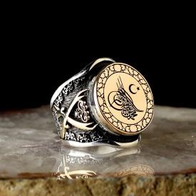 TUĞRA TASARIM KILIÇ MODEL ERKEK GÜMÜŞ YÜZÜK