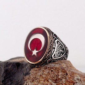 Ayyıldız Model Mineli 925 Ayar Gümüş Yüzük