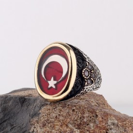 Ayyıldız Model Mineli 925 Ayar Gümüş Yüzük