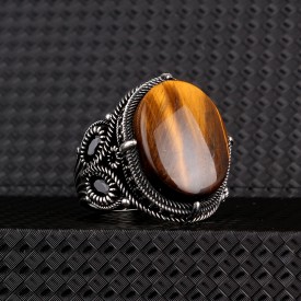 OVAL MODEL KAPLANGÖZÜ TAŞLI 925 AYAR GÜMÜŞ YÜZÜK