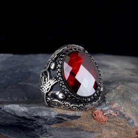 OVAL ZİRKON TAŞLI TUĞRA MODEL 925 AYAR GÜMÜŞ YÜZÜK