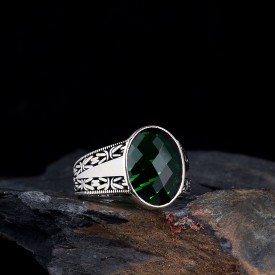 ZİRKON TAŞLI KRAL ZİNCİR MODEL 925 AYAR GÜMÜŞ ERKEK YÜZÜK