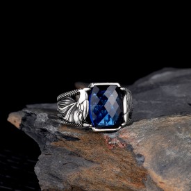 ZİRKON TAŞLI KARTAL MODEL 925 AYAR GÜMÜŞ ERKEK YÜZÜK