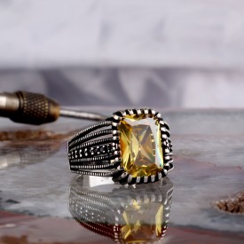 ZİRKON TAŞLI MODEL 925 AYAR GÜMÜŞ ERKEK YÜZÜK