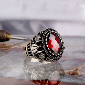 ZİRKON TAŞLI MİNARE MODEL 925 AYAR GÜMÜŞ ERKEK YÜZÜK