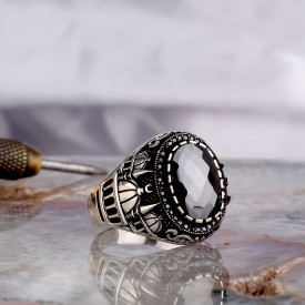 ZİRKON TAŞLI MİNARE MODEL 925 AYAR GÜMÜŞ ERKEK YÜZÜK