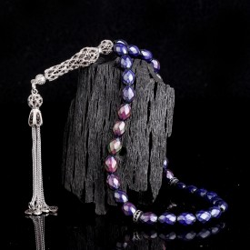 Zirkon Taşlı Gümüş Püsküllü Renk Değiştiren Arpa Kesim His Taşı Tesbih