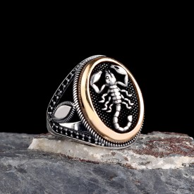 925 Ayar Gümüş Akrep Motifli Model Erkek Yüzük