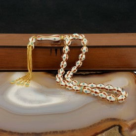 KIRMIZI BEYAZ RENK MİNELİ ZİRKON TAŞLI 925 AYAR GÜMÜŞ TESBİH