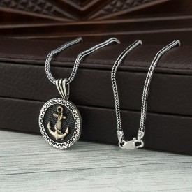 925 AYAR GÜMÜŞ GEMİ ÇAPASI MODEL KOLYE