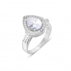 Baget Taşlı Gümüş Kadın Yüzüğü