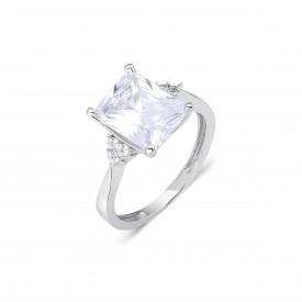 Baget Taşlı Gümüş Kadın Yüzüğü