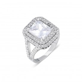 Baget Taşlı Gümüş Kadın Yüzüğü