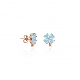 Gümüş Mavi Taşlı Yonca Küpe