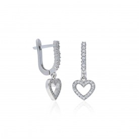 Kalp Sallantılı Gümüş Küpe