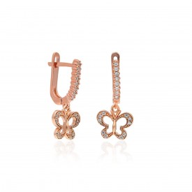 Kelebek Motifli Gümüş Küpe