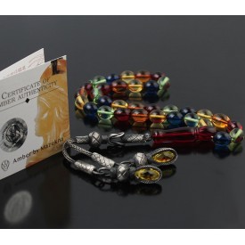 Sertifikalı Mix Karışık Renk Orjinal Damla Kehribar Tesbih