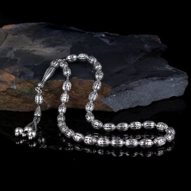 Tamamı 925 Ayar Gümüş Kalem İşleme Model Tesbih