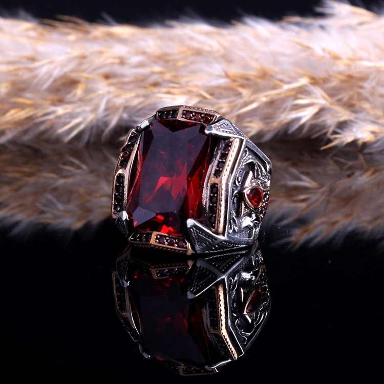 ZİRKON TAŞLI 925 AYAR ERKEK GÜMÜŞ YÜZÜK - Görsel 3