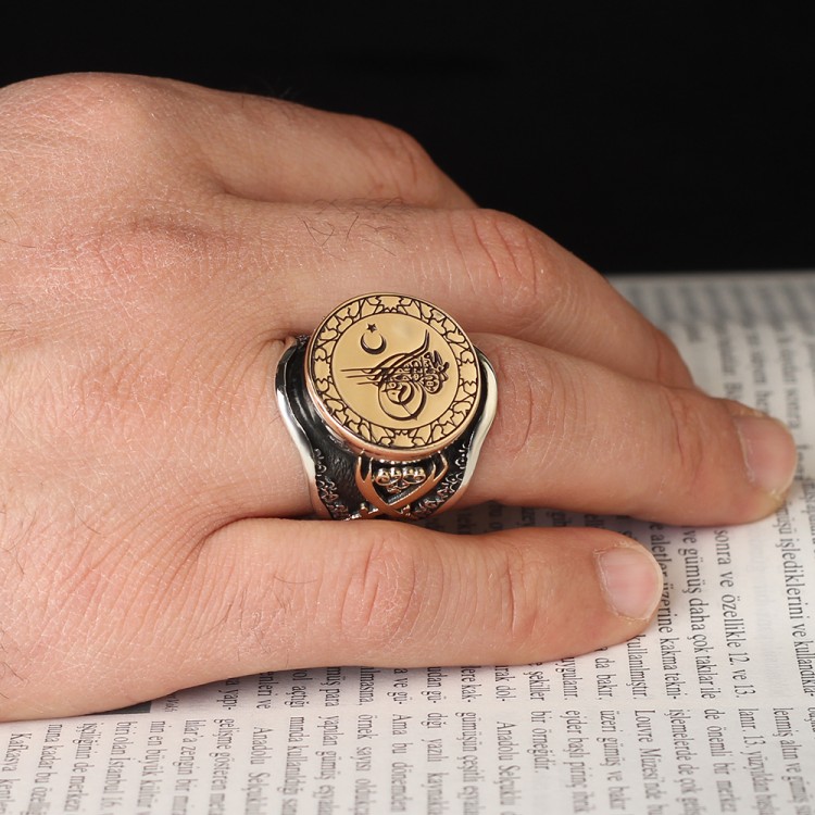 TUĞRA TASARIM KILIÇ MODEL ERKEK GÜMÜŞ YÜZÜK - Görsel 3