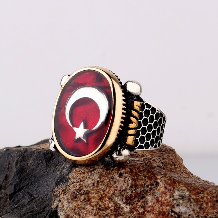 Ayyildiz Model Mineli 925 Ayar Gumus Yuzuk
