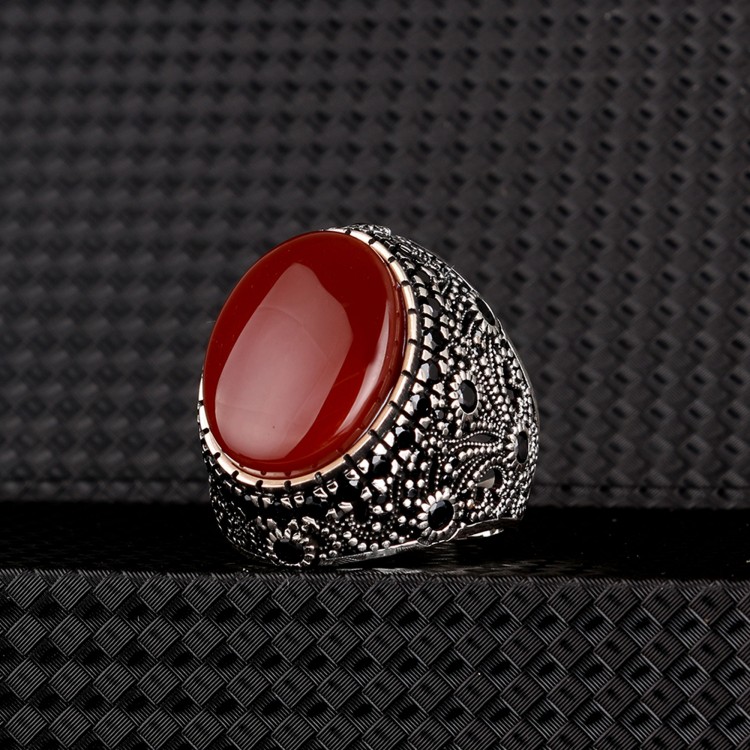 OVAL MODEL AKİK TAŞLI 925 AYAR GÜMÜŞ YÜZÜK - Görsel 2
