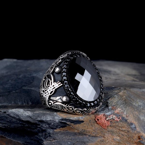 Oval Zirkon Taşlı Tuğra Model 925 Ayar Gümüş Yüzük