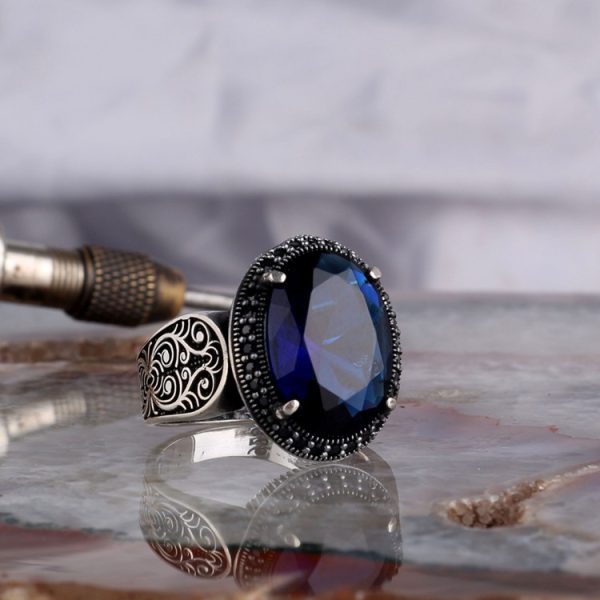 Zirkon Taşlı Oval Model 925 Ayar Gümüş Erkek Yüzük