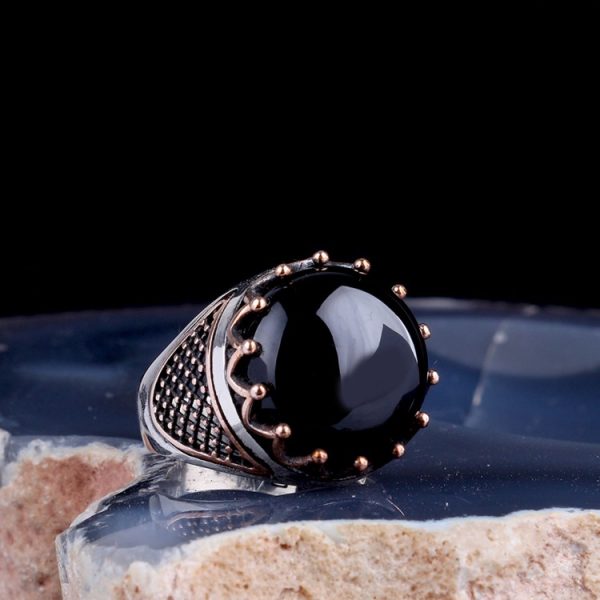 Onix Taşlı Oval Model 925 Ayar Gümüş Erkek Yüzük