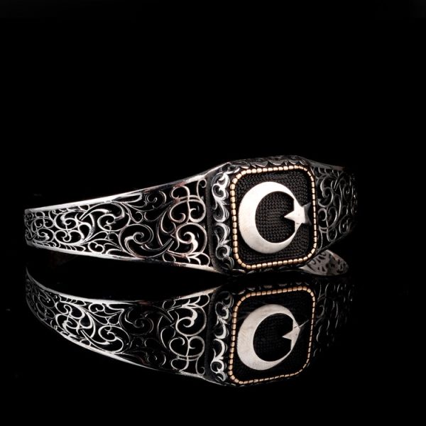925 Ayar Gümüş Ayyıldız Model Otantik Motif Erkek Bileklik
