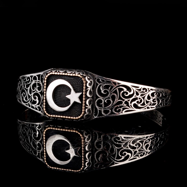 925 Ayar Gümüş Ayyıldız Model Otantik Motif Erkek Bileklik - Görsel 2