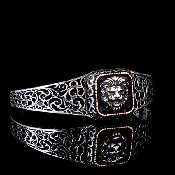 925 Ayar Gümüş Aslan Model Otantik Motif Erkek Bileklik