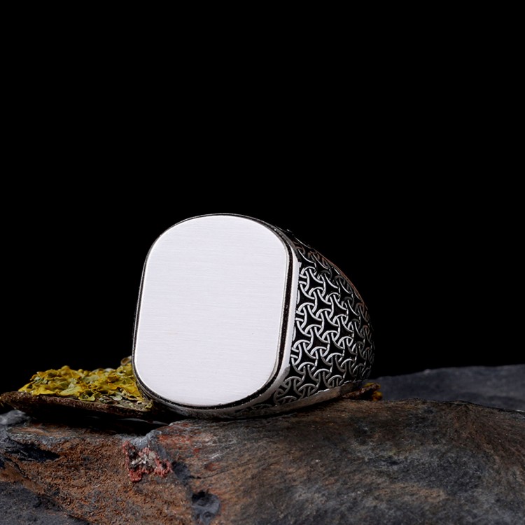 925 Ayar Gümüş Otantik Model Erkek Yüzük - Görsel 2